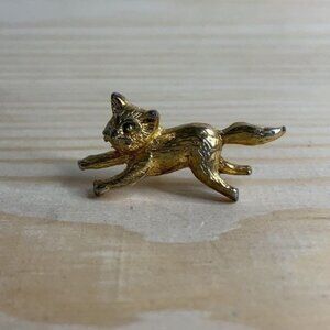 Minimalist Gold Tone Cat Lover Kitty Pin Brooch